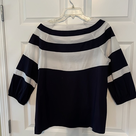 Classic Talbots Navy and White Blouse - Picture 2 of 8